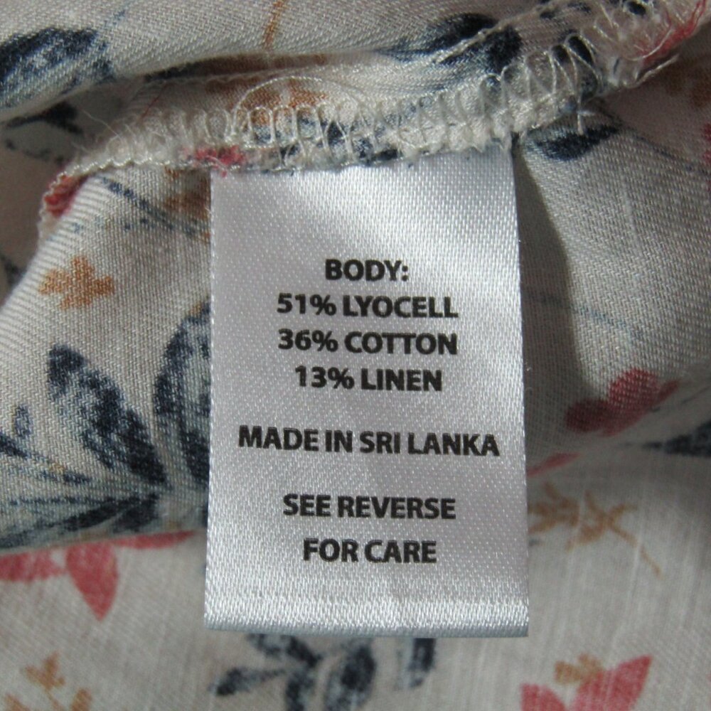 Spartina 449 Cream Floral Linen Blend Button Up Top Blouse Size XL Long Sleeve - Picture 8 of 10